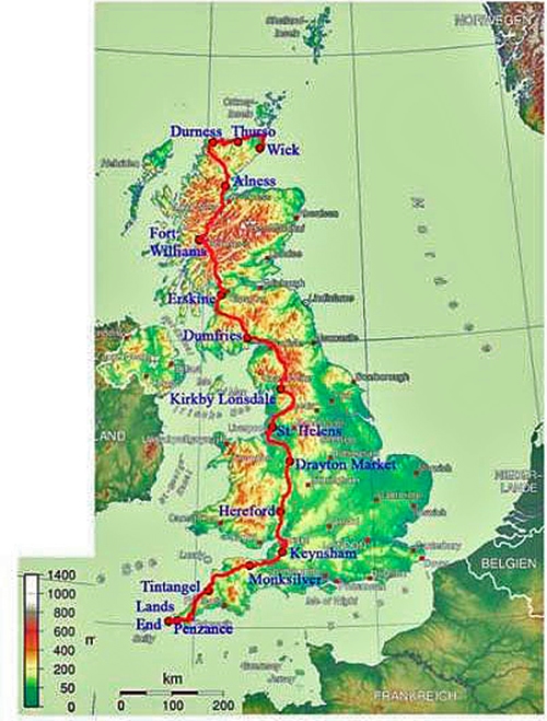 Längs durch Großbritannien