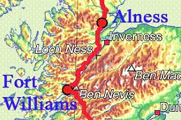 Karte Alness - Fort William